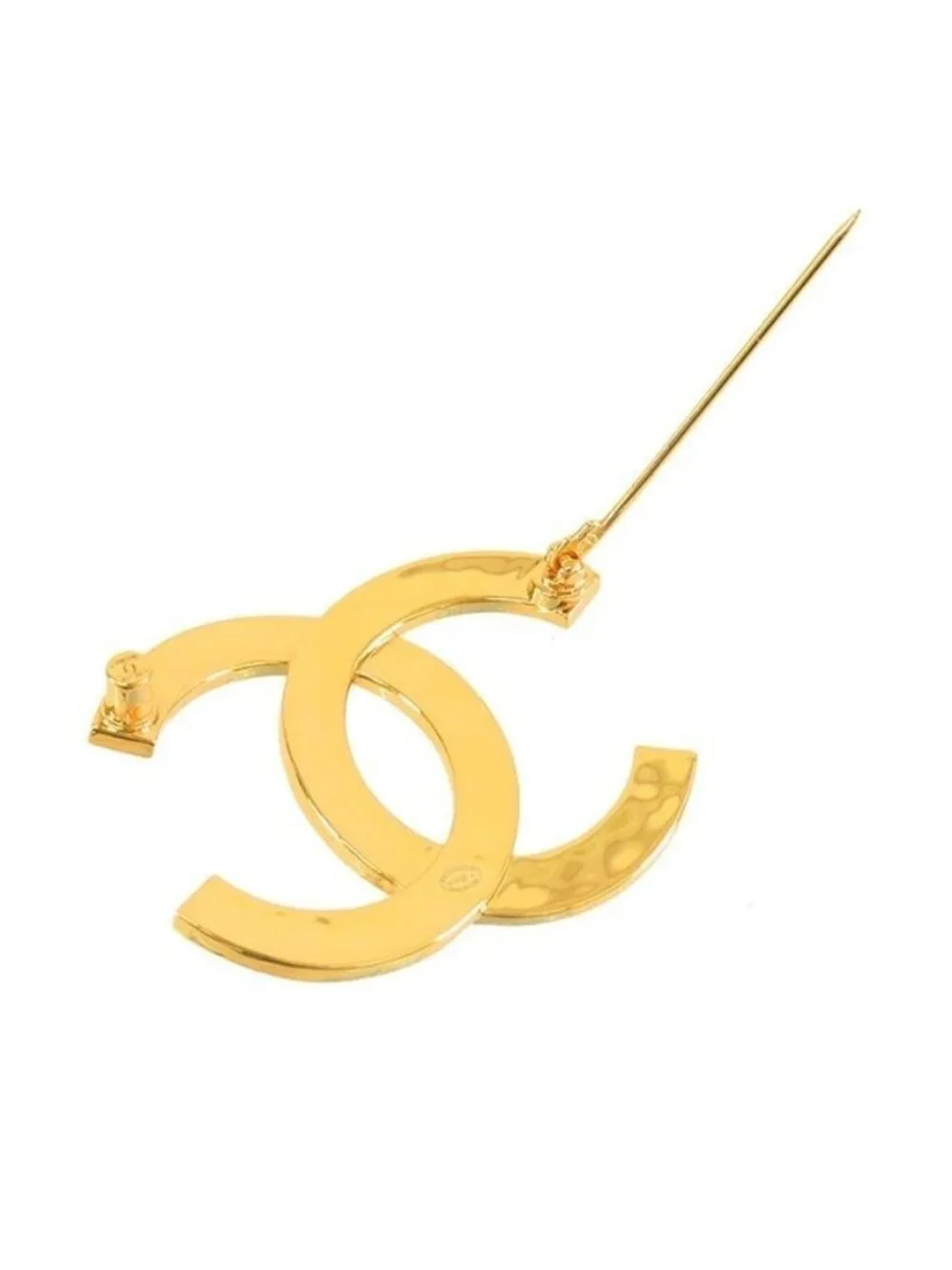 Chanel CC Logo Pin Brooch Gold Metal